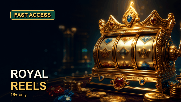 Royal Reels Casino lobby with pokies, live tables and the welcome offer